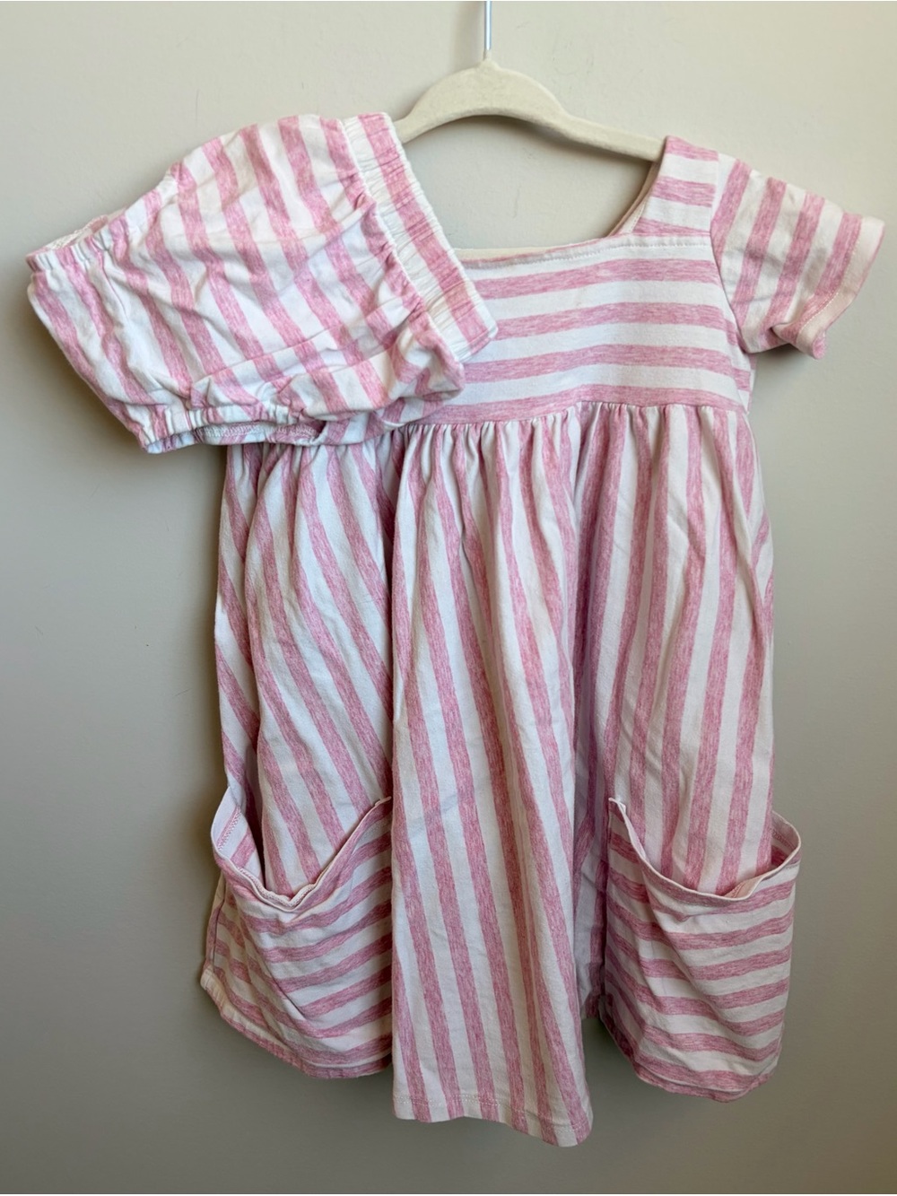 Vignette Pink and White Striped Cotton Pocket Dress with bloomers